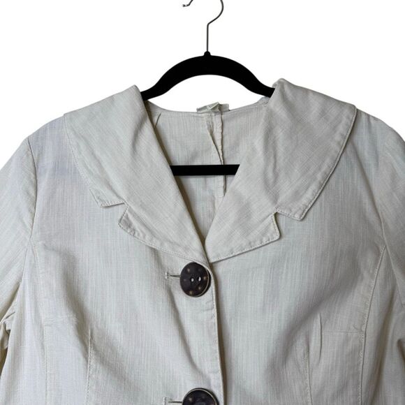 Vintage J. Jill Ivory Three Quarter Sleeve Two Button Jacket Sz MP, Cottagecore - Picture 2 of 14